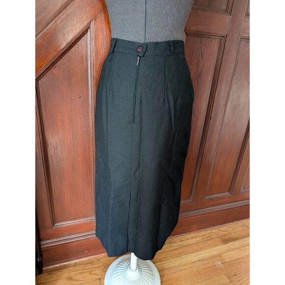 Louis Feraud Black Pleated Wool Midi Skirt F36 Made In Germany - Picture 4 of 7